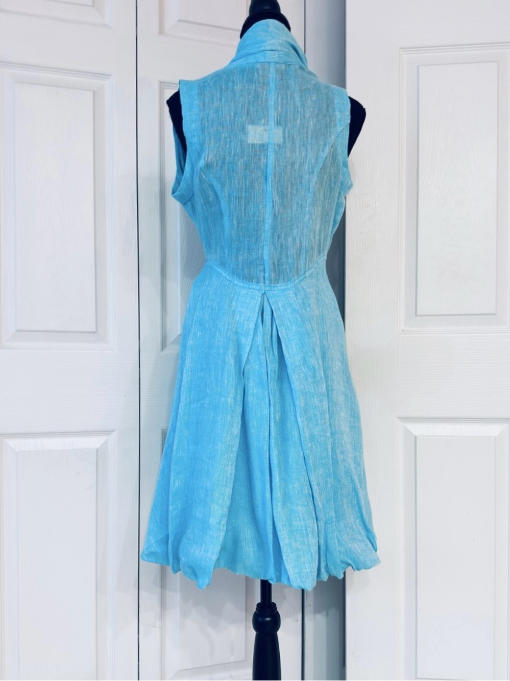SARTORIA SARACENA ~ Chic Turquoise Wrap Around Sleeveless High Low Linen Dress